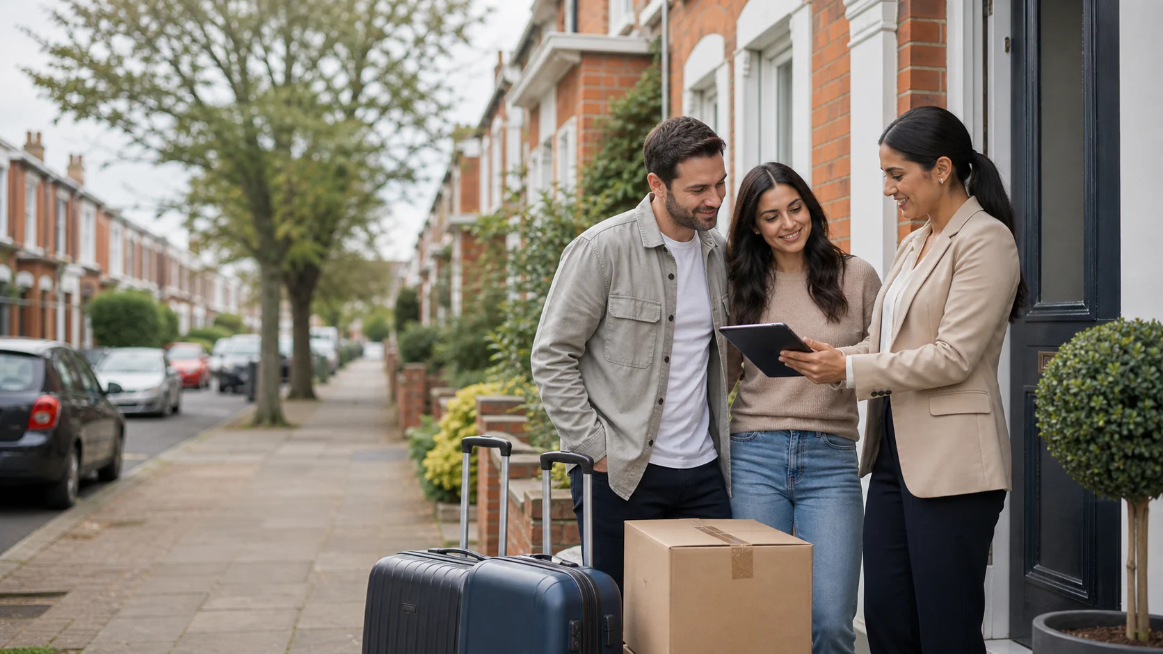 Family discussing a move from a UK home with a relocation advisor