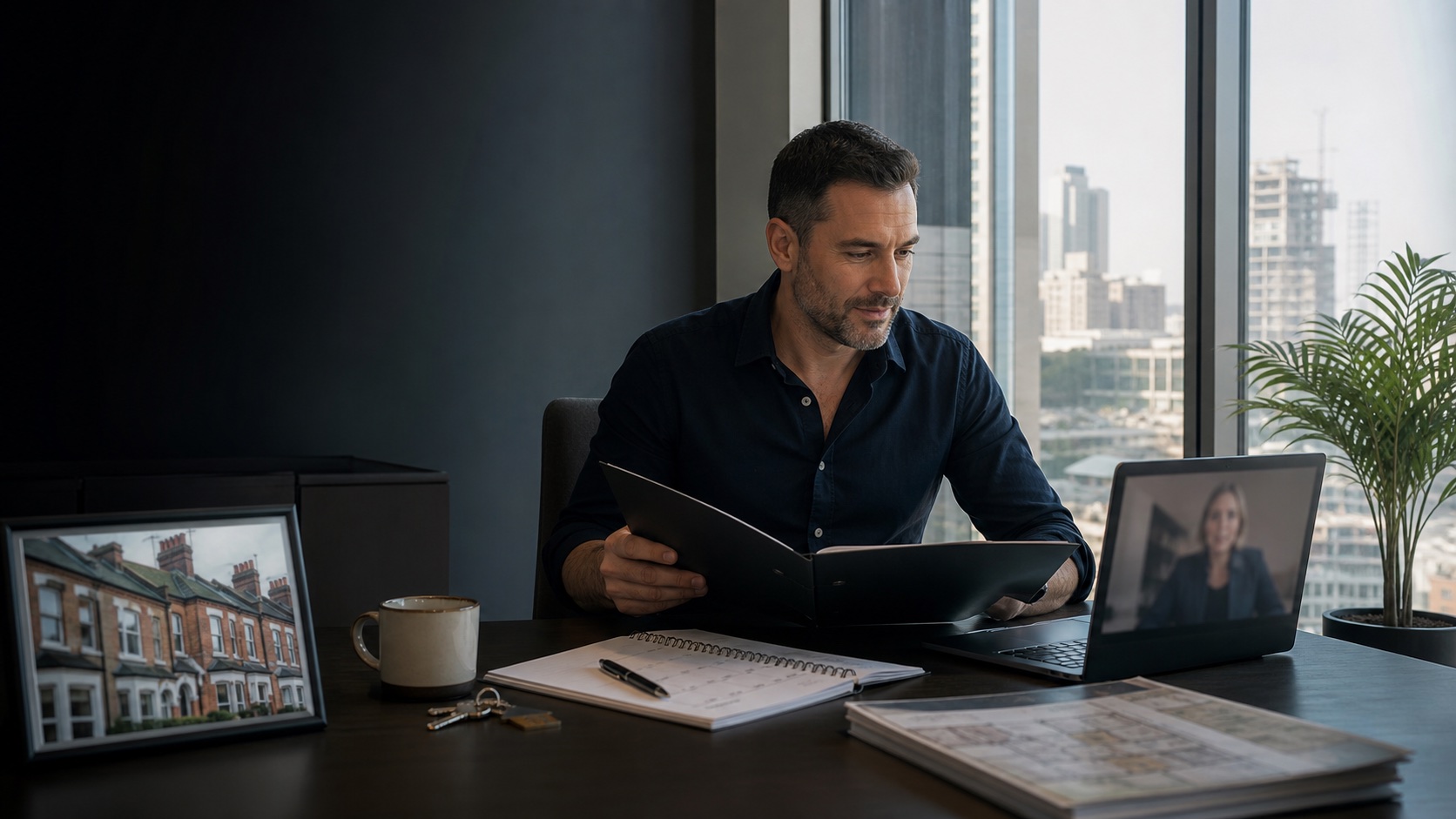 UK property investor coordinating the management of British rental homes from an office in Dubai